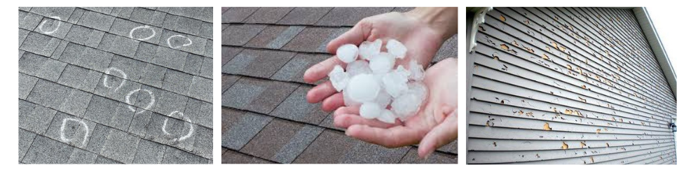 Roof and siding hail damage.